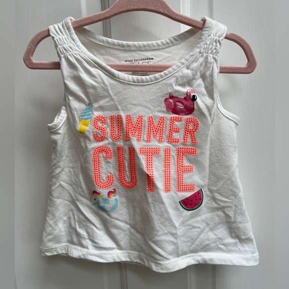 The Children’s Place 18-24M Summer Cutie White and Orange Girls Tank Top - Picture 1 of 4